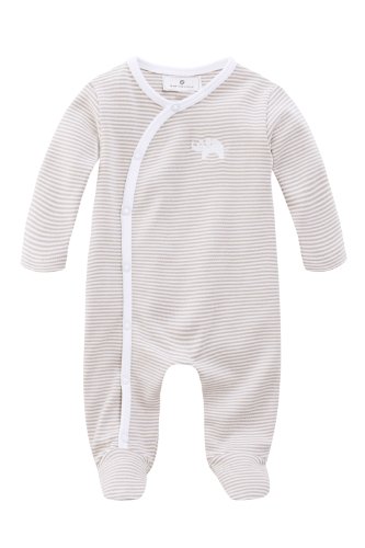 Bellybutton Unisex Baby Romper Suit with Feet White/ Taupe Striped 4 - 6 Months