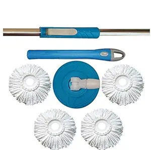 Rapidora Mop 360 Spinning Rod with Smart Lock System Stainless Steel Material and 4 Refills (Blue)