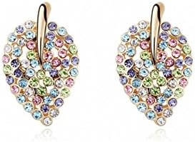 TTH Austrian Crystal Stud Earring [Autumn Leaf, Mixed Colors ] 18KGP Rhinestone