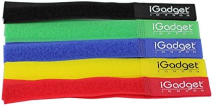 iGADGET® Top rated #1 Heavy Duty Reuseable Hook and Loop Fastener Strap, Hooks and Loops Fastener Tape, Hook &amp; Loop Cable Ties with ideal length to use as Double sided Electrical tape for wire cable tidy 180mm x 20mm - 10 Pack Multicolour