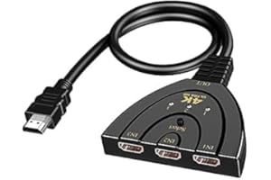 SZjunxiao - Interruptor HDMI 4K a 30Hz, 3 entradas 1 salida multitoma interruptor UHD/3D/1080P @60Hz Splitter adaptador ultra potente para Xbox/PS3/PS4/Roku/Fire TV/Blue-Ray/DVD Player