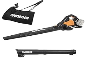 WORX WG583E.9 Akumulatorowa Dmuchawa/Odkurzacz do Liści 40 V (2 x 20 V), 2 w 1 do Zamiatania i Odkurzania Liści, Worek o Pojemności 35 L, bez Akumulatora i Ładowarki