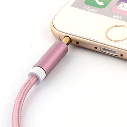 sourcingmap® 2Stk Auto Nylon 3,5mm Außen zu Außen Audio Kabel Silber Rosa Golden 3,3ft - 4
