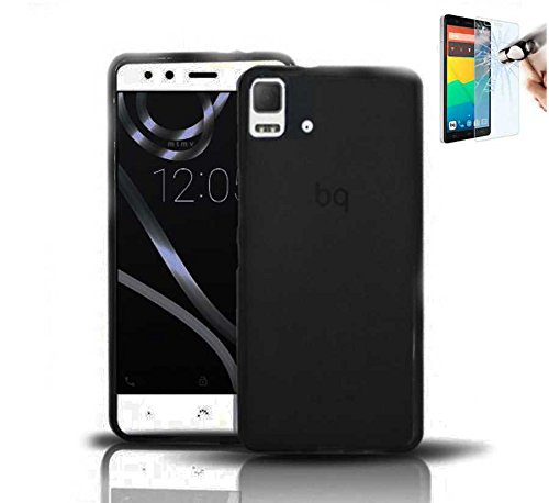 Funda TPU LISA para BQ AQUARIS E5S E5 4G Negra   PROTECTOR DE CRISTAL TEMPLADO