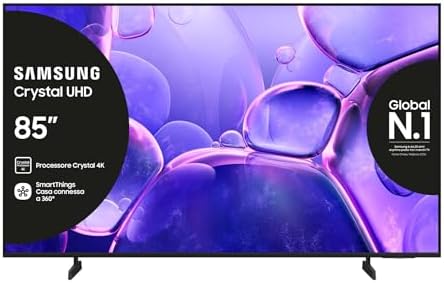Samsung Crystal UHD 4K Smart TV 85'' UE85U8090FUXZT, Crystal 4K Processor, HDR, Smart Experience, OTS Lite & Adaptive Sound, Metal Stream Design, 2025