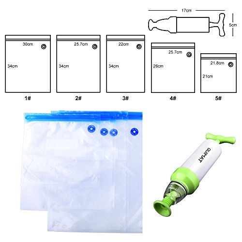 Sous Vide Beutel Quimat Vakuum Nahrungsversiegeler 1 Handpumpe 5 BPA-freie Sous Vide Beutel 2 Beutel Clips Kit hält Nahrung länger frisch, wiederverwendbar, praktisch, einfach zu verwenden - 7