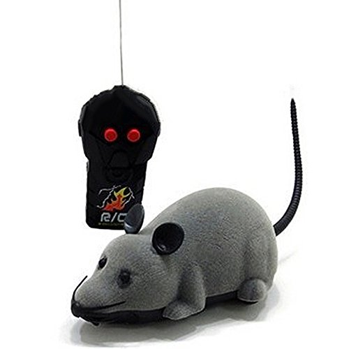 Vococal-Felpa Juguetes de Peluche Ratón / Juguete de Rata inalámbrico con Control Remoto RC para Gato,Perro,Mascotas,Niños(Gris)