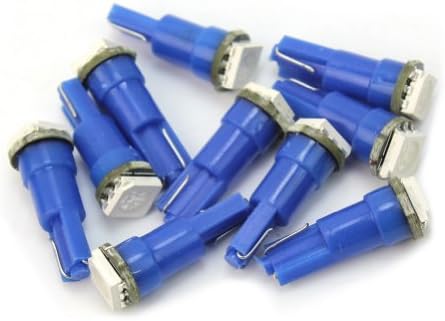 10 Pcs Blue Car Vehicle Dashboard T5 5050 SMD 1LED Mini-Wedge Bulb Light Lamp