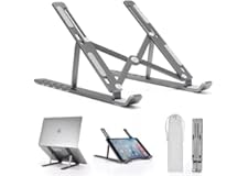 HB Plus Folding Height Adjustable Aluminum Foldable Portable Adjustment Desktop Laptop Holder Riser Stand