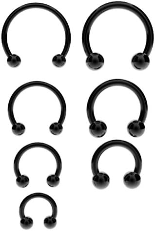 Surgical Steel Horseshoe Bar ANODIZED BLACK - Lip, Nose, Septum, Ear Ring, Tragus Various Sizes Available
