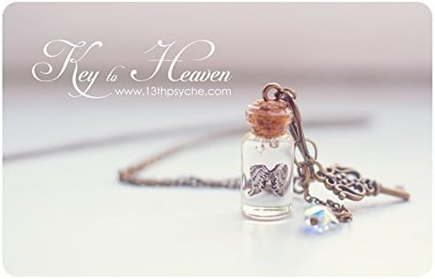 Angel Wings Bottle necklace. Glass Vial pendant, wings necklace, vial Miniature bottle necklace, swarovski pendant, angel necklace