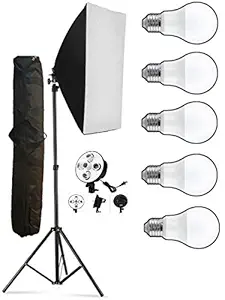 HIFFIN PRO HD 5 Soft Led Video Light Softbox Kit | 1 Point Lighting | Stand | for YouTube Shooting,Videography, Product Photography, Continuous Studio Lights, Key Fill and Back Light