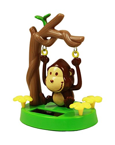 HAAC Solar Wackelaffe Affe Wackelfigur mit Blume Größe 10 cm Farbe braun - 3
