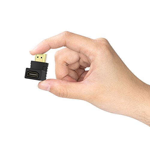 MoKo HDMI Adapter 90°, [2 Stück] High Speed Right Angle Gold Plated HDMI Stecker Male auf Female Buchse Kabel Konverter für 3D / Ethernet, Five TV, 4K/HD TV, Schwarz - 8