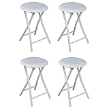 Harbour Housewares Tabouret Pliant Rond et Compact - Blanc x 4