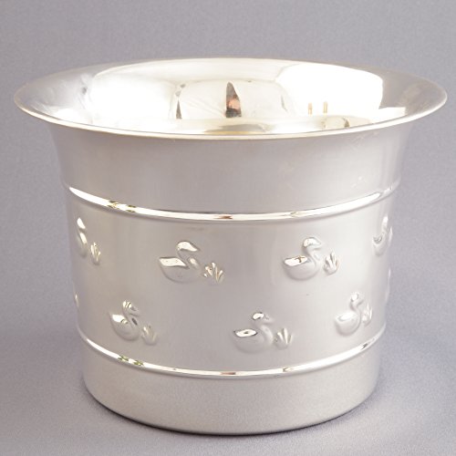 Blumentopf Silber Übertopf Enten-Prägung Messing 21cm Ø – Rosemarie Schulz - 6
