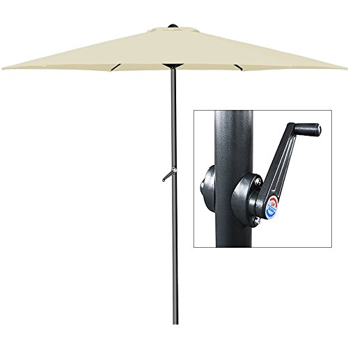 Parasol beige - Ø 300cm - Avec manivelle - Jardin - Terrasse