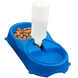 Pets Empire Dual Port Pet Dog Cat Bowl, Automatic Water Dispenser Feeder Utensils Bowl, Drinking Fountain Food Dish (Color May Vary)