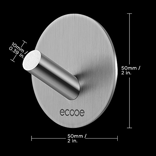 Ecooe Handtuchhaken Haken Kleiderhaken wasserdicht 3M Selbstklebend Ohne Bohren Bad und Küche Gebürstetes Edelstahl 2 STÜCK - 2