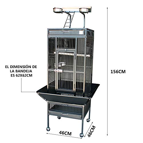 Dzl Pour perroquets en cage, grandes, Drunkelgrau, 156 X 46 X 46 cm