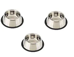 Pets Empire Small Dog's and Cat's Steel Feeding Bowl, 200ml - Set Of 3