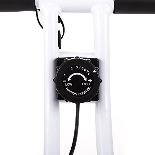 Klarfit Azura Ergometer Heimtrainer für Ausdauertraining, Fitnessfahrrad ( bis 100 kg belastbar, 8-stufiger Widerstand, Trainingscomputer, Pulsmesser) weiß-blau - 9