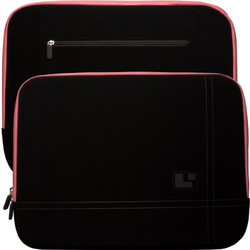SumacLife schwarz MIcrofiber Microfaser-Hülle Shock Resistant Stoßfest Pouch Notebooktasche 39,6 cm (15,6 Zoll) Notebook für Acer Aspire Style Sony Vaio Asus Fujitsu Lifebook Samsung Serie Toshiba Satellite Apple Macbook Pro HP (schwarz-Rosa) - 6