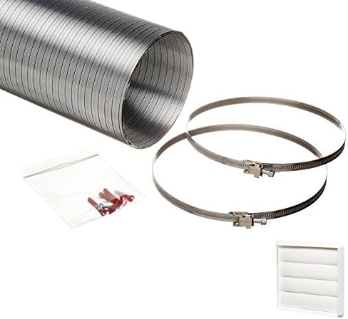 Universal 150mm Cooker Hood Ducting Kit Semi Rigid Aluminium 152mm Internal Diameter Hose Length 3.0 Metre with White 4 Flaps Gravity Grille