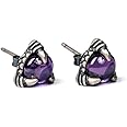 ZLING 925 Sterling Silver Dragon Claw Amethyst Stud Earrings Punk Gothic Eagle Claw Eer Studs Piercing Earring Jewelry