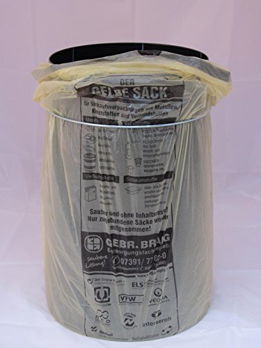 Sacktonne anthrazit für Gelben Sack mit gelbem Deckel und Metallring Mülleimer Müllsackständer … - 5