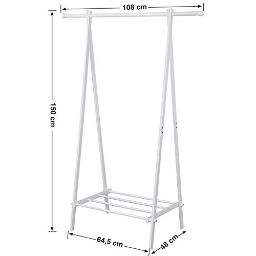 Songmics Metall Kleiderständer Garderobenständer Standgarderobe Höhe 150 cm, Weiß LLR11W - 4