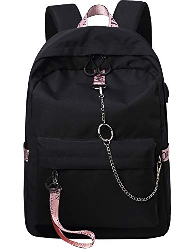 Mygreen Mädchen Schulrucksack, Schwarz&Rosa