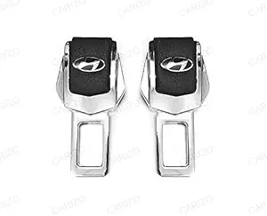 CARIZO Car Seat Belt Clip | Universal Car Seat Belt | Silencer Metal Tongue | Seat Belt Buckle | Auto Metal Seat | Pack of 2 | Black and Chrome | Compatible with Hyundai