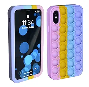 Casefisher Push Pop Bubble Fidget Stress Relief Silicone Protective Back Case for Apple iPhone X, Random Color(No Color Choice)