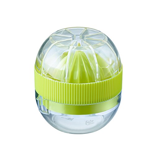 Westmark Kleine Zitruspresse mit Behälter und Deckel, Durchmesser: 7,2 cm, Fassungsvermögen: 100 ml, Kunststoff, Fresh and Fruity, Transparent/Grün, 30932280