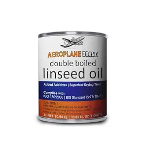 Aeroplane - Double Boiled Linseed Oil - Used for Wood Finishing & Restoration, Sports Equipment, Wall Base Coat & Putty, Tools & Hardware - Natural Wood Varnish | 1 LTR x 2 Bulk Pack