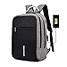 Produktbild KIOio Canvas-Rucksack mit USB-Schnittstelle zum Aufladen, 17-Zoll-Laptop-Rucksack Anti-Diebstahl-College-Tasche (Farbe : Dunkelgrau)
