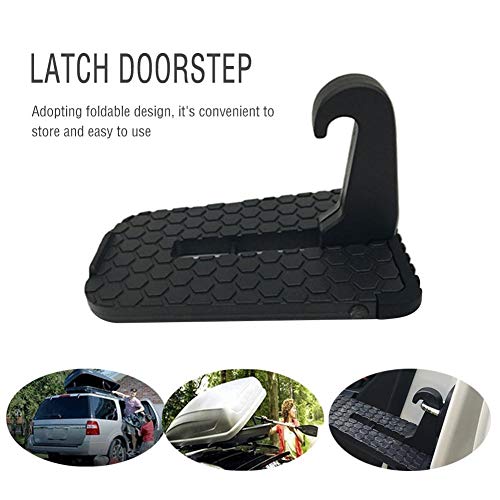 Preisvergleich Produktbild thorityau Rutschfeste, klappbare Autotürstufe, Klappleiter, Klinkentürstufe mit Sicherheitshammerfunktion für einfachen Zugang zum Autodach, schwarz