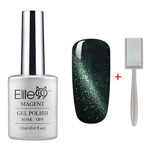 Elite99 Soak Off UV LED Magnetic Cat Eye Color 3D Nail Gel Polish 12ml Dark Green (6559)+ Free Gift (Magnet Stick)