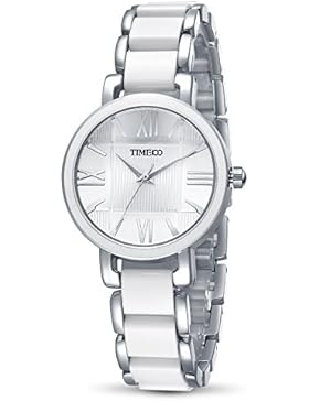 Time100 moderne Armbanduhr für Damen und Mädchen Anlage Uhr Edelstahl rund #W50910L.01A