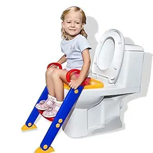 Kuvadiya Sales 2 in 1 Potty Toilet Seat with Step Stool Ladder, Trainer for Kids Toddlers W/Handles - Multi