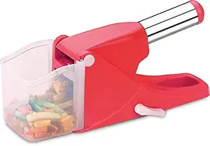 Vastarpara Handy Plastic Chopper with Pull Cord Technology and 3 Stainless Steel Blades Eco Friendly Design Vegetable & Fruit Chopper (Potato Chipser)