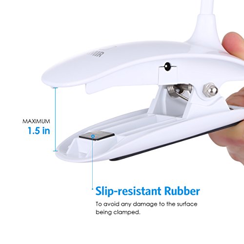 Amir LED Klemmleuchte, 16 LEDLeselampe, Buchlampe,Tischleuchte, Schreibtisch Lampe, Folding LED Tischleuchten USB Leselicht, 360 Grad Faltbare Tischlampe Licht (Weiß) - 8