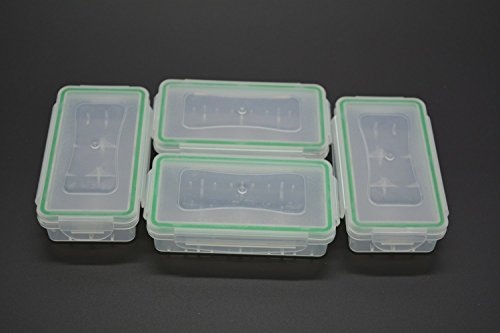 Recargable caso, wommty 4 piezas transparente plástico impermeable almacenamiento de la batería Funda soporte organizador para 18650 baterías/Pilas 16340/CR123 A pilas