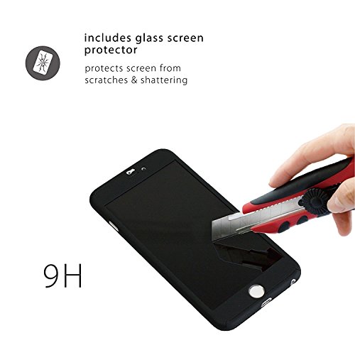 ZENDO iPhone 6s/6 Case ULTRA THIN + 9H Anti-Scratch Tempered Glass | NanoSkin UltraSlim 360Â° Full-Cover Case [iPhone 6s/6 | Black]