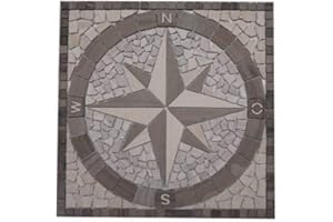 ESTILE MOSAICO Marmor Rosone 60x60 cm Windrose Mosaik Einleger Creme Weiss Naturstein Fliesen 031