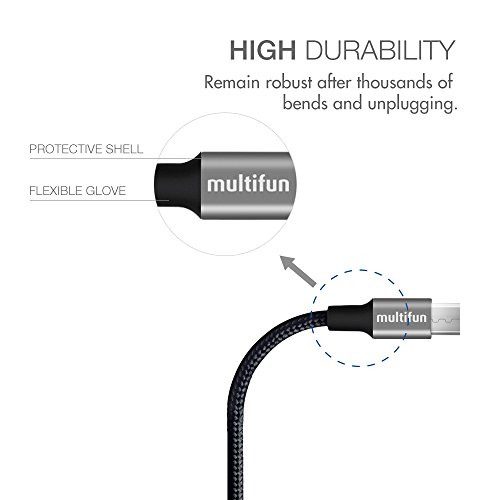 [3 Pack: 30cm/180cm/300cm]Version Micro USB auf USB Kabel[ Lebenslange Garantieserie],multifun High Speed USB 2.0 A Stecker Datenkabel Extra Langes Nylon Braided Anschlusskabel auf Micro B für Android Samsung HTC Motorola Nokia LG HP Sony Blackberry und mehr - 3
