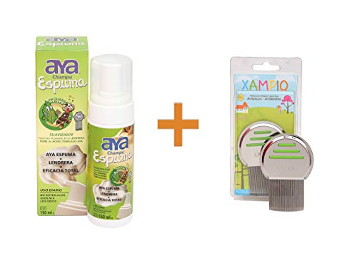 CHAMPU AYA ANTIPIOJOS + PEINE LIENDRERA DE ACERO TEMPLADO ACANALADA XAMPIO (PACK 2 PRODUCTOS)