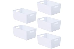 Niftii 5-Pack Plastic Storage Baskets with Sturdy Handles, Lightweight & Durable Design, Ideal for Kitchen, Bathroom, and Cleaning Organisation, 3.9L Capacity, 17 x 25 x 11cm