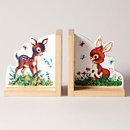 END - Baby Deer and Bunny Childrens Bookends - Multicoloured